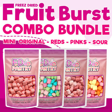 Freeze Dried Candy Variety Pack - Fruit Burst 4 Pack, Original, All Pinks, All Reds, Sour 5 Oz (4 Count) - Assortment Combo Bund