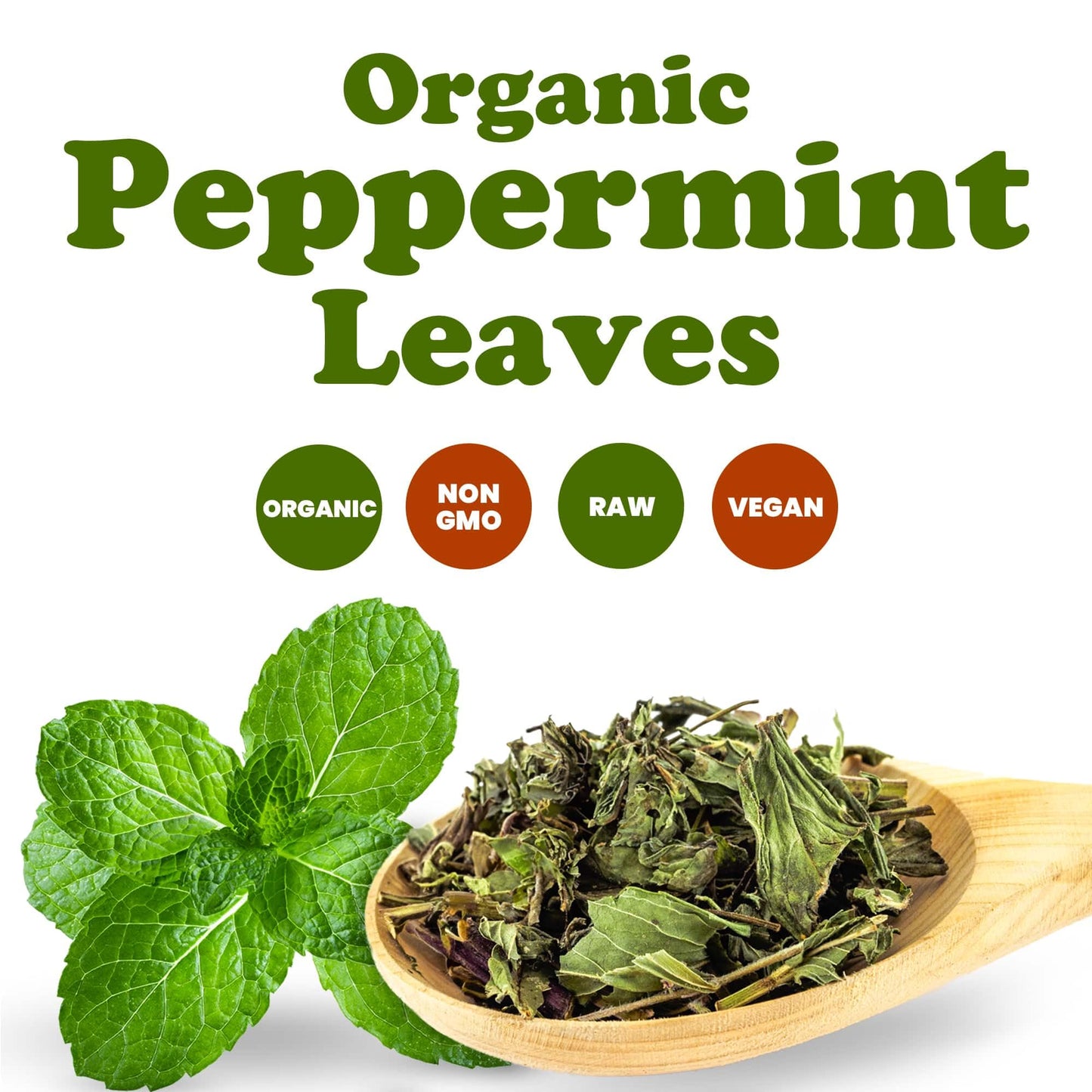 Food to Live Organic Peppermint Leaves, Dried & Cut, Non-GMO, Caffeine-Free, 4 Ounces