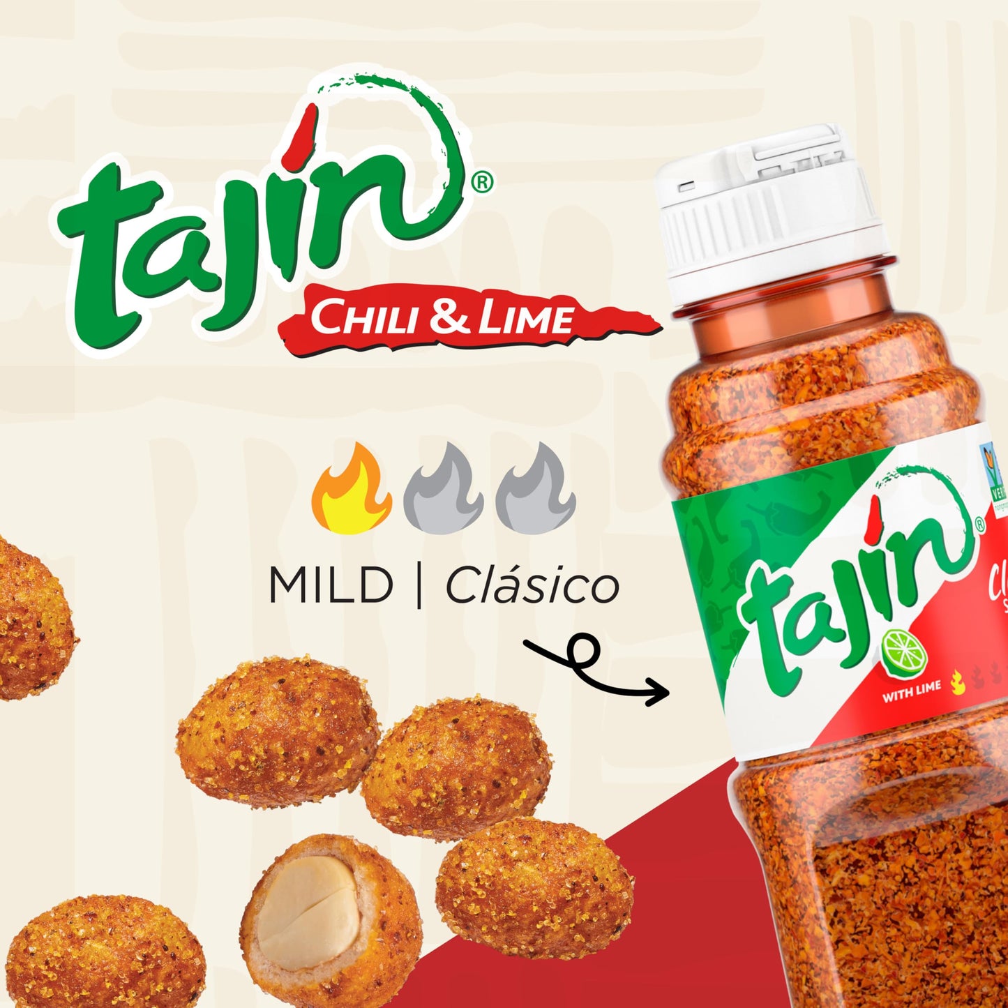 Snak Club Tajin Crunchy Peanuts, Nuts With Chili And Lime Seasoning, Mild, No Artificial Colors Or Flavors, 2.25 Oz Snack Bags,