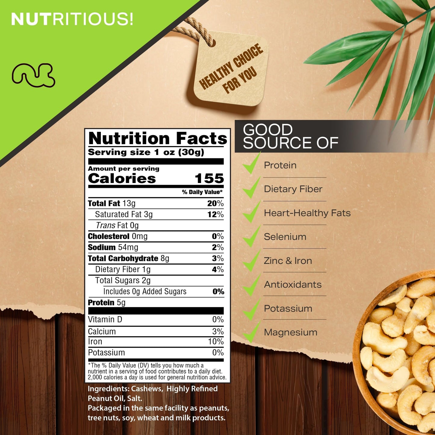 NUT CRAVINGS - Roasted Cashews Slightly Salted - Jumbo, Whole (80oz - 5 LB) Packed Fresh in Resealable Bag - Nut Snack - Healthy