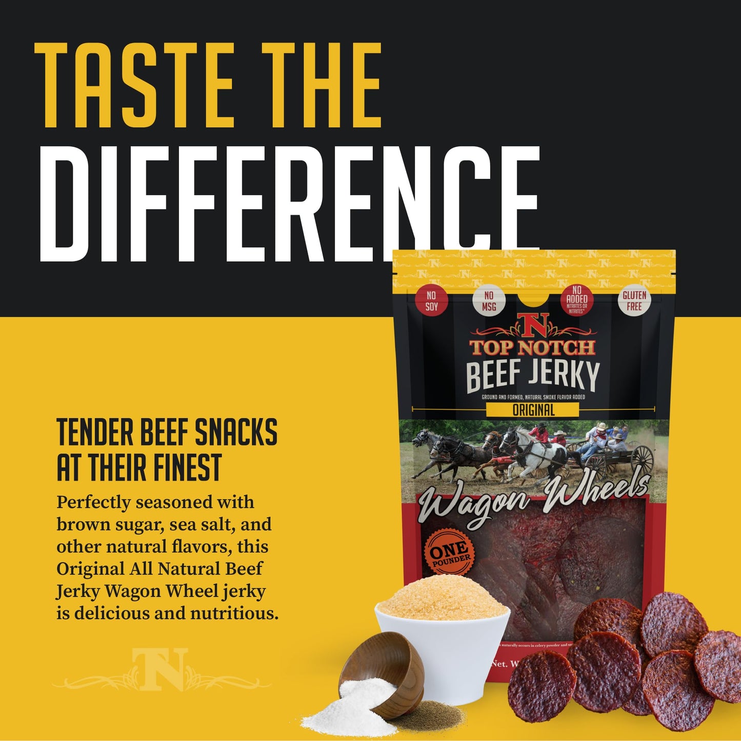 Top Notch Jerky Wagon Wheels - High Protein Beef Jerky Snacks for Kids and mature-themeds, 16 Ounce Pack