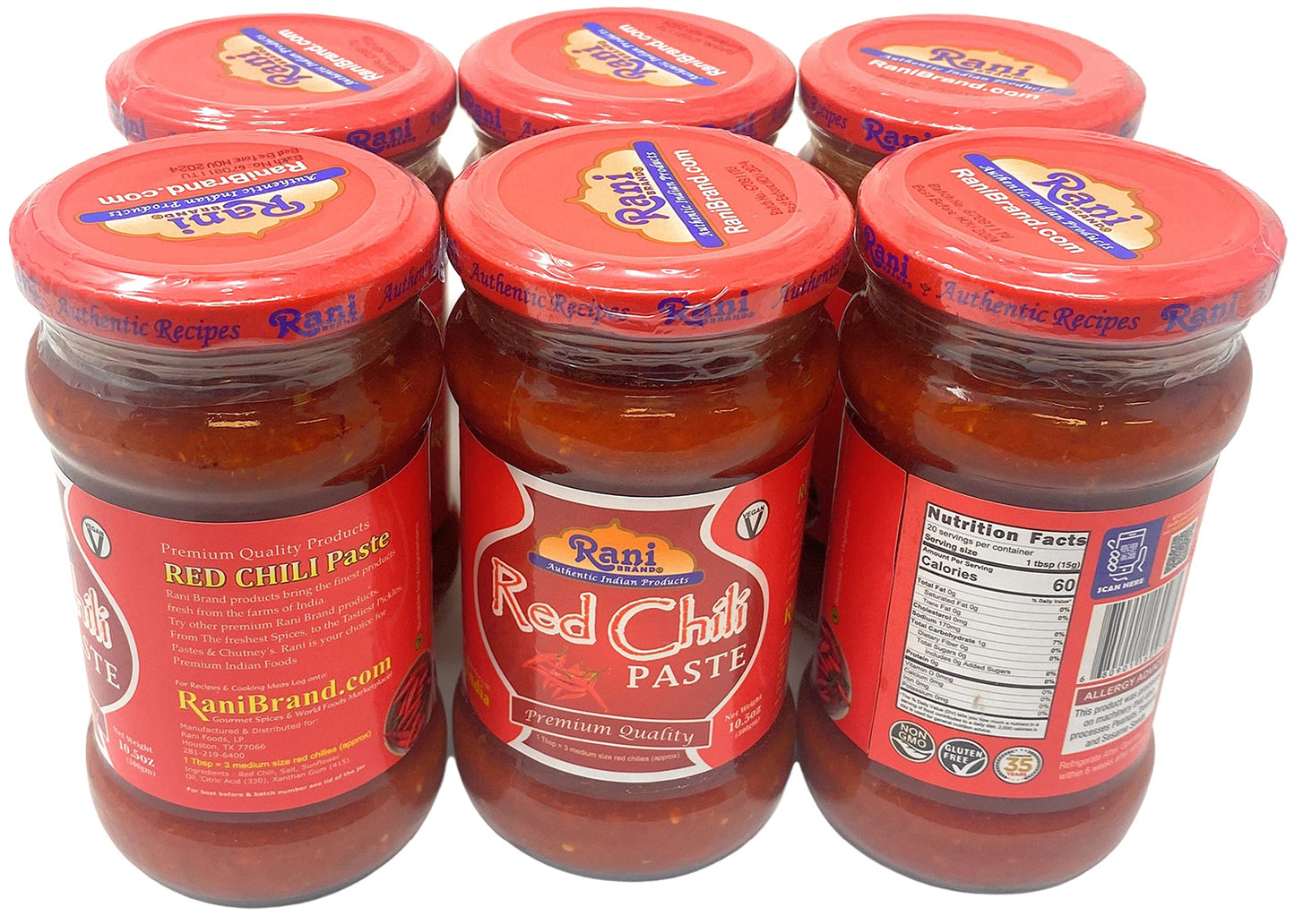 Rani Red Chilli Cooking Paste 10.58Oz (300G) Glass Jar, Pack Of 5+1 Free ~ Vegan | Gluten Free | Non-Gmo | No Colors | Indian Origin