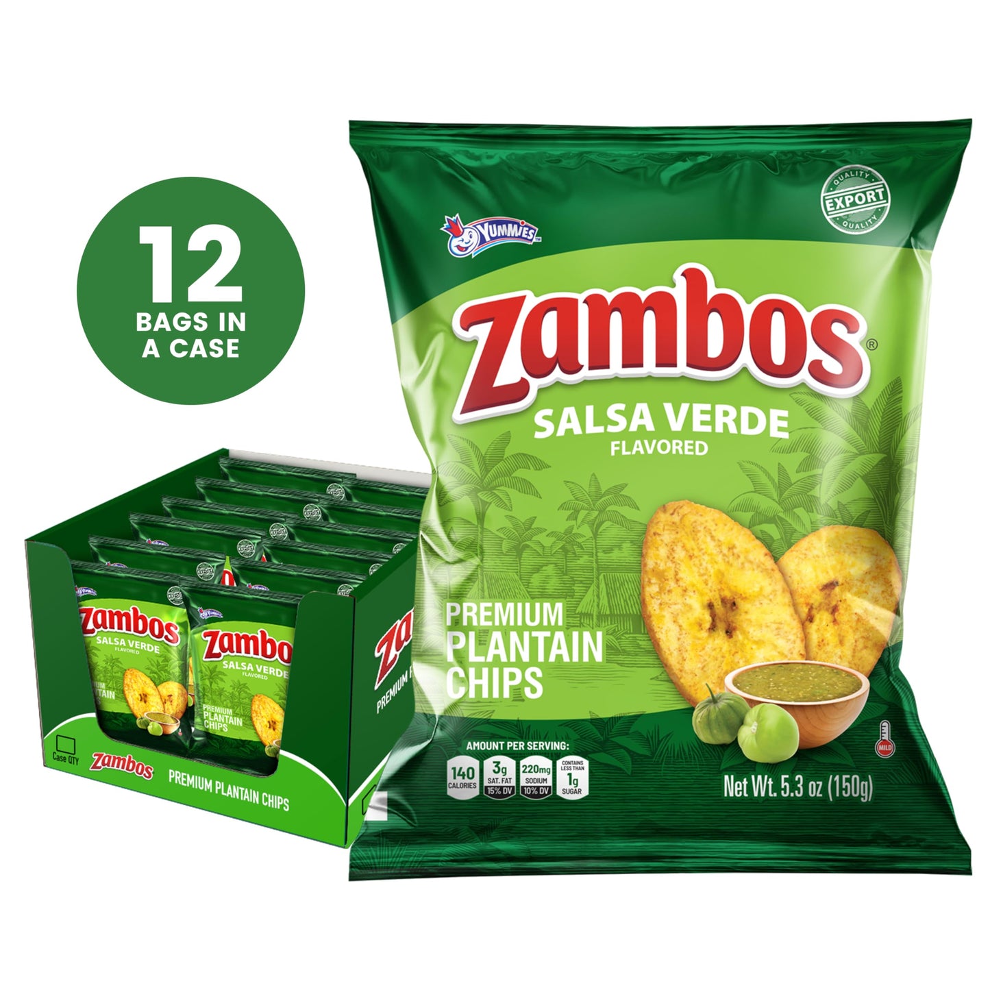 Zambos Plantain Chips Salsa Verde, 5.29 Ounce (Pack of 12)
