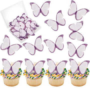 50 PCS Edible Butterfly Cupcake Toppers Wafer Paper Butterfly Cake Decorations Edible Butterfly Party Cupcake Decorations for Ba