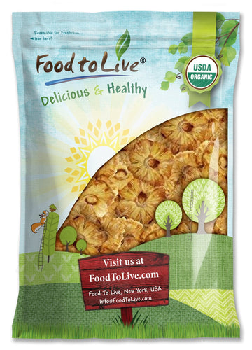 Organic Dried Pineapple Rings, 5 Pounds - Non-GMO, Flavorful Chewy Fruit Snack, Vegan, Unsulfured, No Sugar Added, Bulk, Great A
