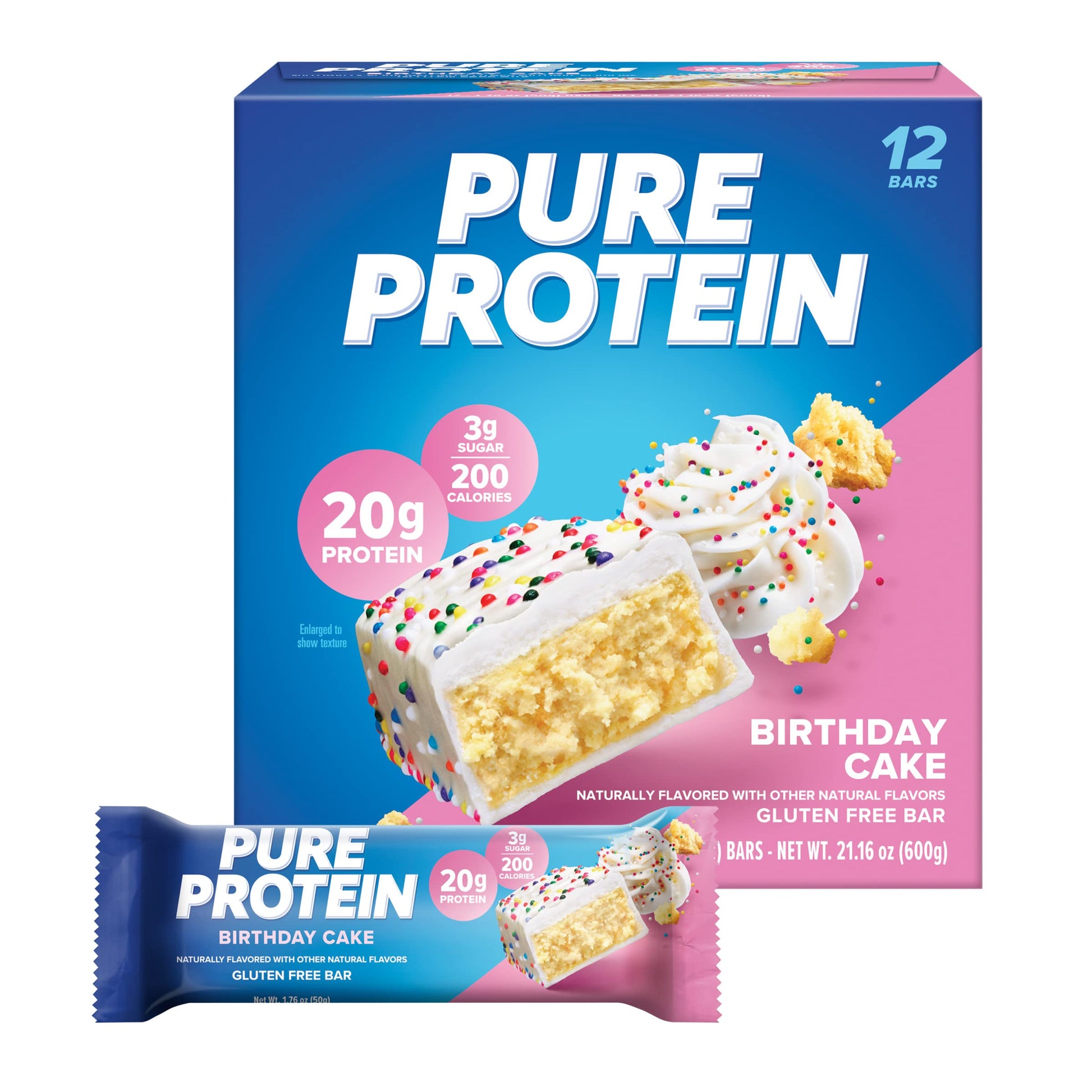 Pure Protein Bars, High Protein Nutritious Snacks, Low Sugar, Gluten Free, Sundae Cone, 4 Count Pack