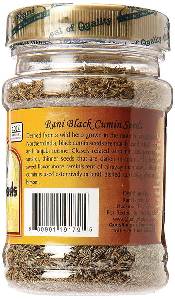 Rani Black Cumin Seeds (Kala Jeera/Bunium Bulbocastanum) 3Oz (85G) Natural ~ Gluten Friendly | Non-Gmo | Vegan | Indian Origin