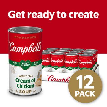 Campbell's Condensed Heart Healthy Cream of Chicken Soup, 22.6 oz Family Size Can (12 Pack)