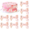 Cyodoos 24pcs Pink Bow Cake Topper Bowknot Cupcake Toppers Cake Dessert Picks Decoration For Baby Shower Birthday Wedding Party 