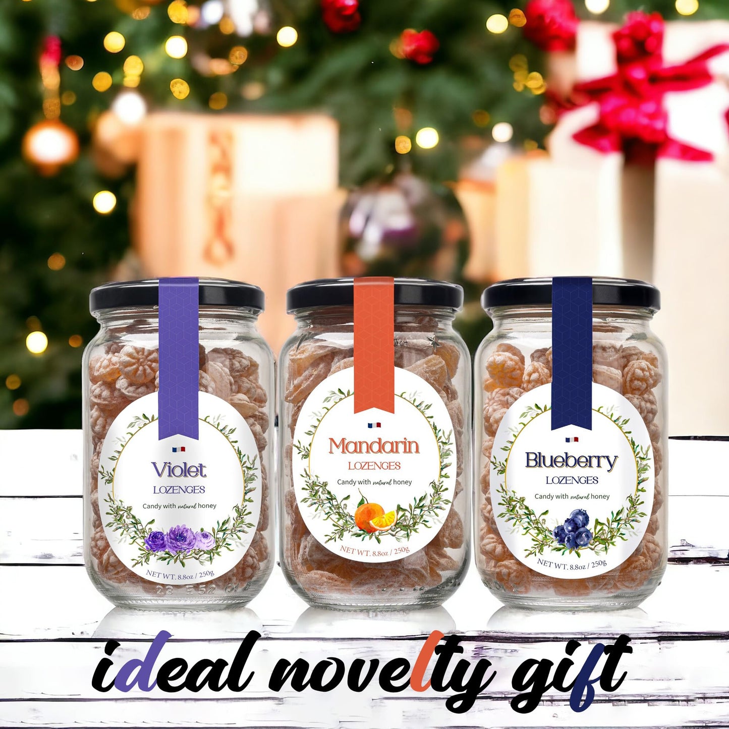 Gourmanity Violet Flavor Honey Lozenges Made With Real Honey And Natural Violet Flavor, Luxury French Honey Candy, Great For Soo
