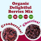 Organic Delightful Berries Mix, 8 Ounces - A Blend Of Non-Gmo Dried Cherries & Cranberries. Gently Infused With Organic Sugar. L
