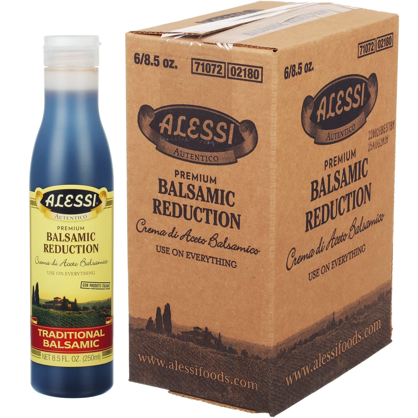 Alessi Balsamic Vinegar Reduction, Autentico From Italy, Ideal On Caprese Salad, Fruits, Cheeses, Meats, Marinades, Traditional Balsamic (Traditional Balsamic, 8.5 Fl Oz (Pack Of 6))