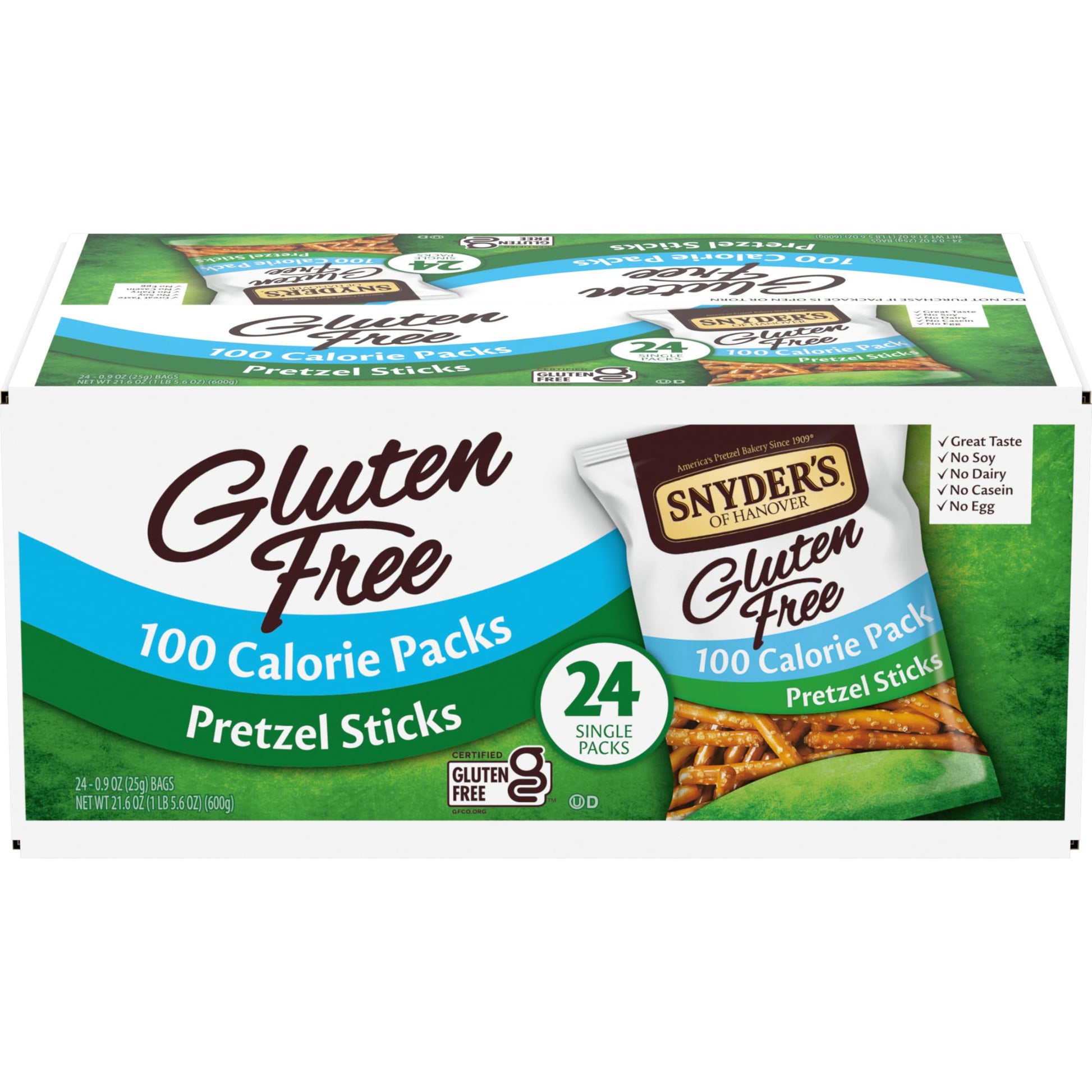 Snyders of Hanover Gluten Free Pretzel Sticks, 100 Calorie Individual Packs, 24 Ct