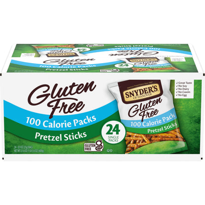 Snyders of Hanover Gluten Free Pretzel Sticks, 100 Calorie Individual Packs, 24 Ct