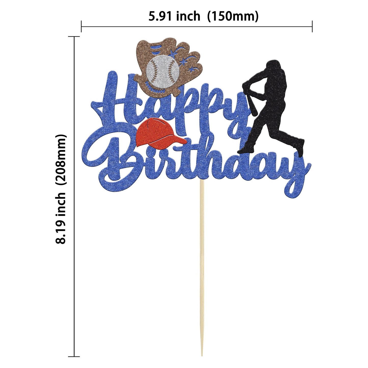 1 Pack Baseball Theme Cake Topper Sports Happy Birthday Baseball Player Cake Decoration For Baseball Sports Party Theme Decorati