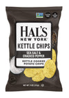 Hal's New York Kettle Chips, Sea Salt & Cracked Pepper Kettle Cooked Potato Chips, No Artificial Colors or Flavors, Kosher, Glut