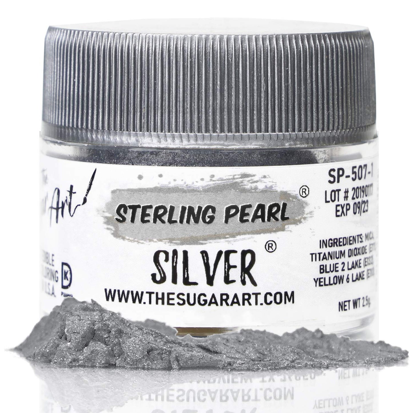 The Sugar Art Sterling Pearl Edible Shimmer Powder 2.5g Silver