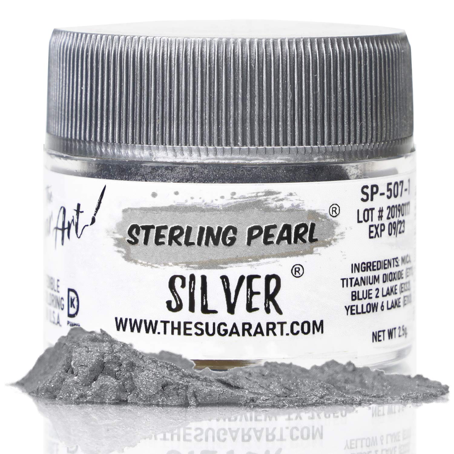 The Sugar Art Sterling Pearl Edible Shimmer Powder 2.5g Silver