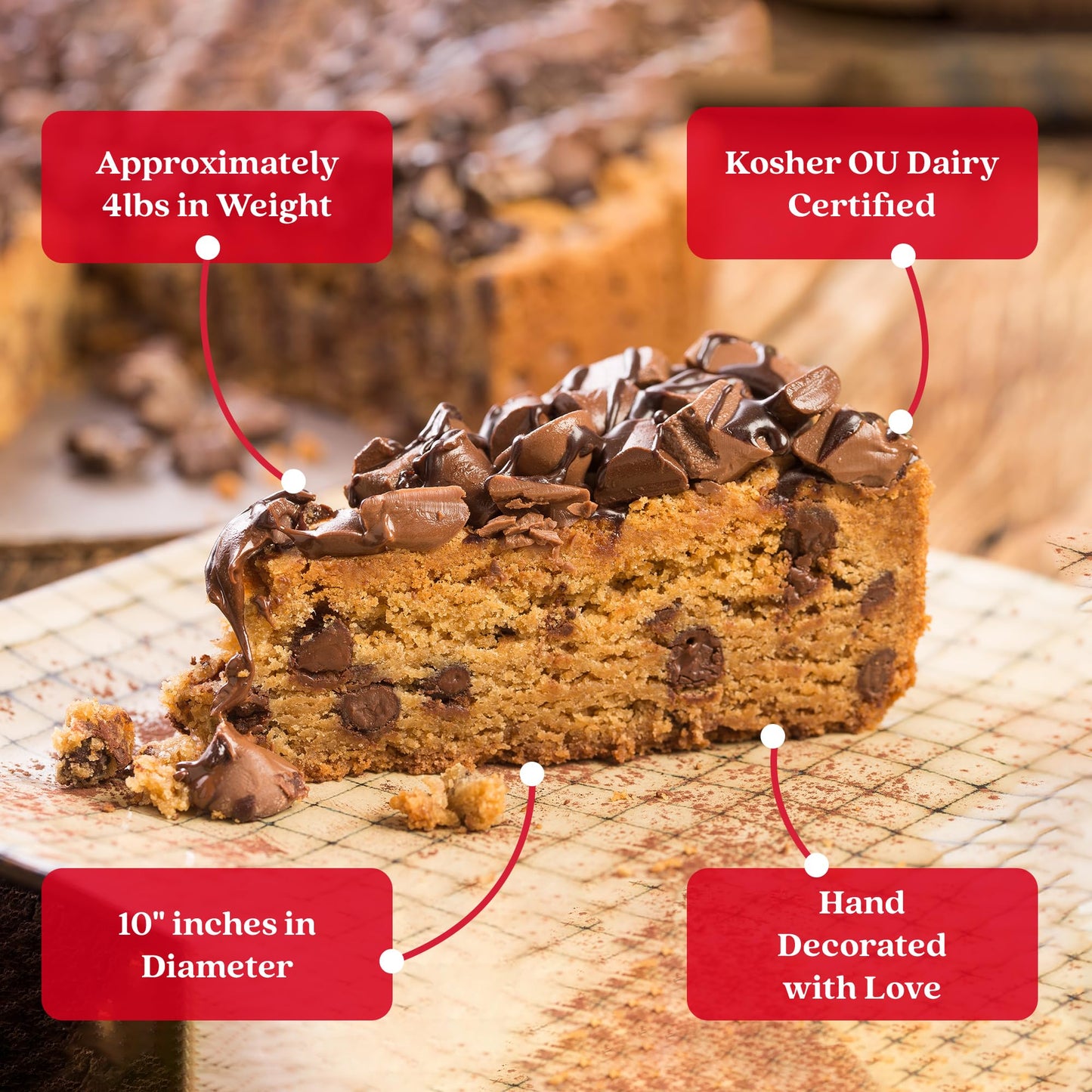 David'S Cookies Chocolate Chip Deep Dish Cookie Pie 10''-Pre-Sliced 14 Pcs. Fresh Gourmet Bakery Dessert Filled With Chocolate C