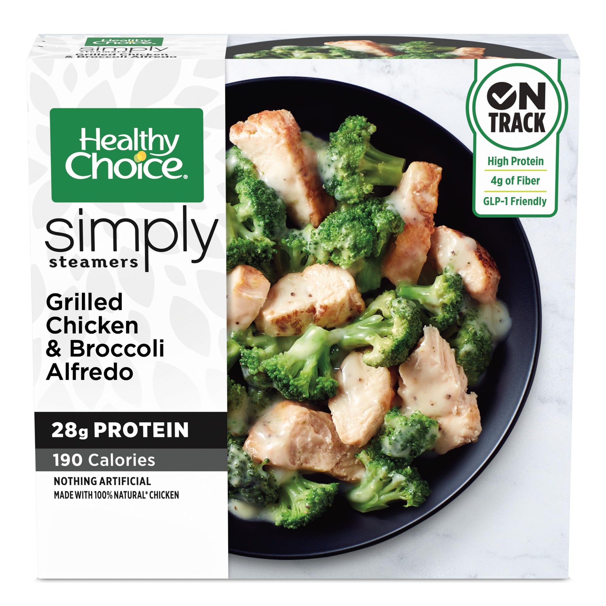 Healthy Choice Simply Steamers Grilled Chicken and Broccoli Alfredo, Convenient Microwave Meal Made With No Preservatives, Froze
