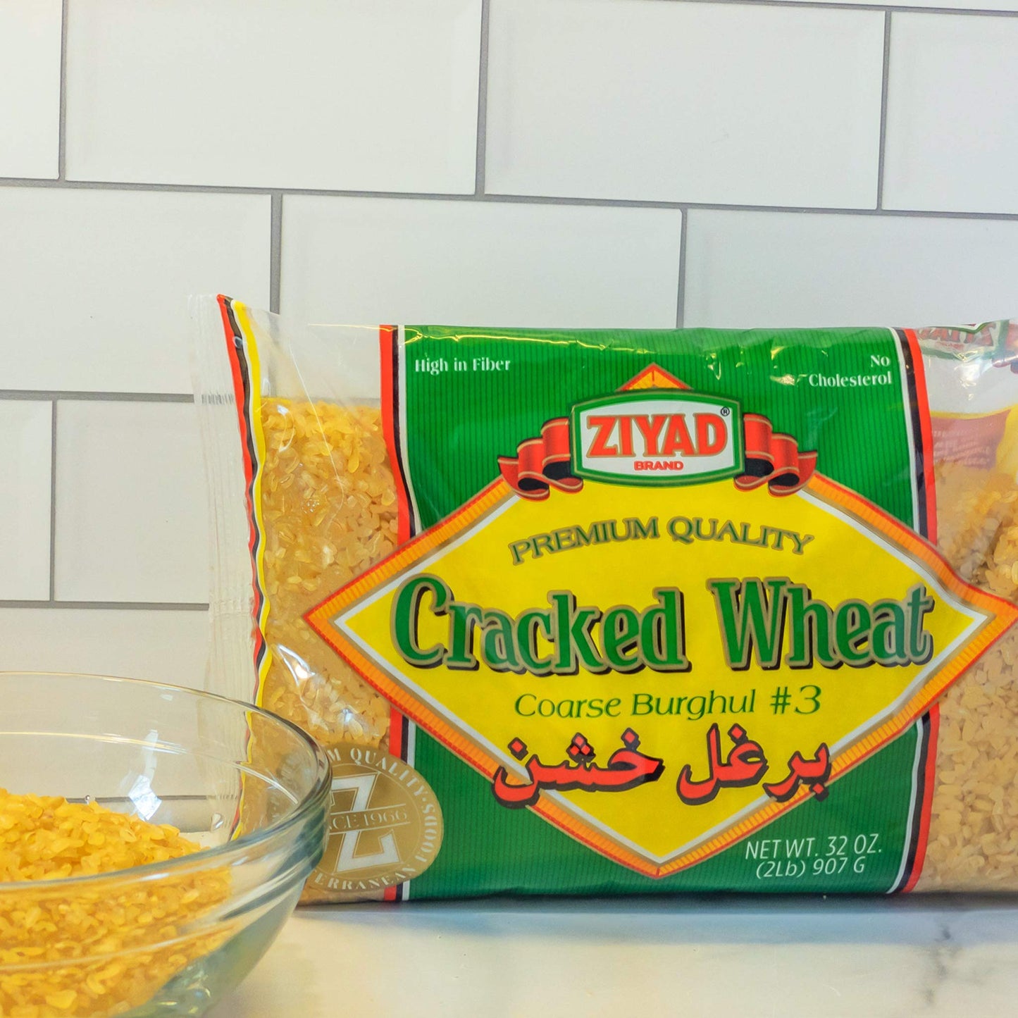 Ziyad Cracked Wheat, Number 3 Coarse Bulgur, Bread Filler Perfect For Bread Crumbs, Oats, Tabouli, Kibbeh, Curries! 32 Oz