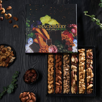 Snackberry Holiday Mixed Nuts Gift Basket - Elegant Box, Healthy Snack Gift Set for Men and Women, Original Size