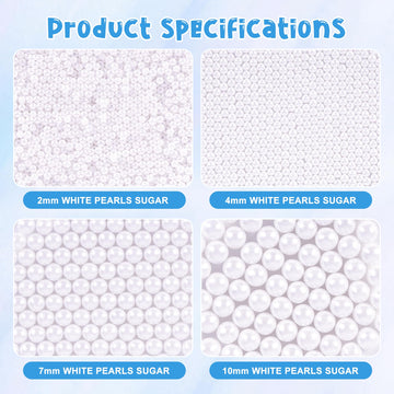 Edible White Pearl Sugar Sprinkles For Cake Decorating 2Mm Mini Candy Pearls 4 Sizes Sprinkles Mix For Cookie Ice Cream Candy Ch
