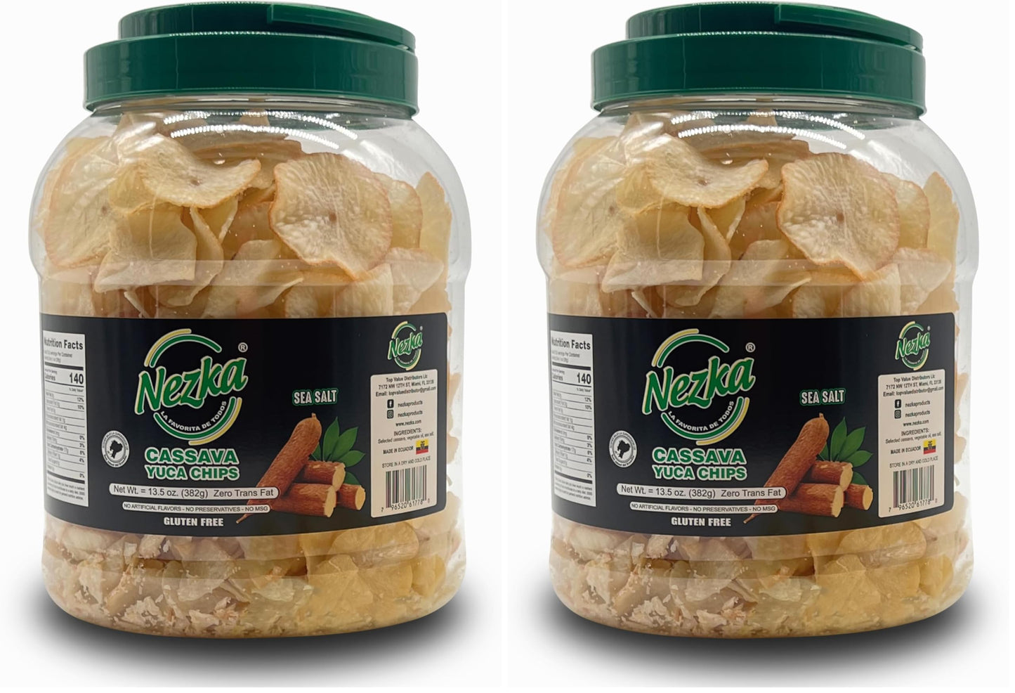 Nezka Cassava Yuca Chips - Crunchy Snacks and Side Dish - Gluten Free, Vegan, Non-GMO - 13.5 Oz (Pack of 2)