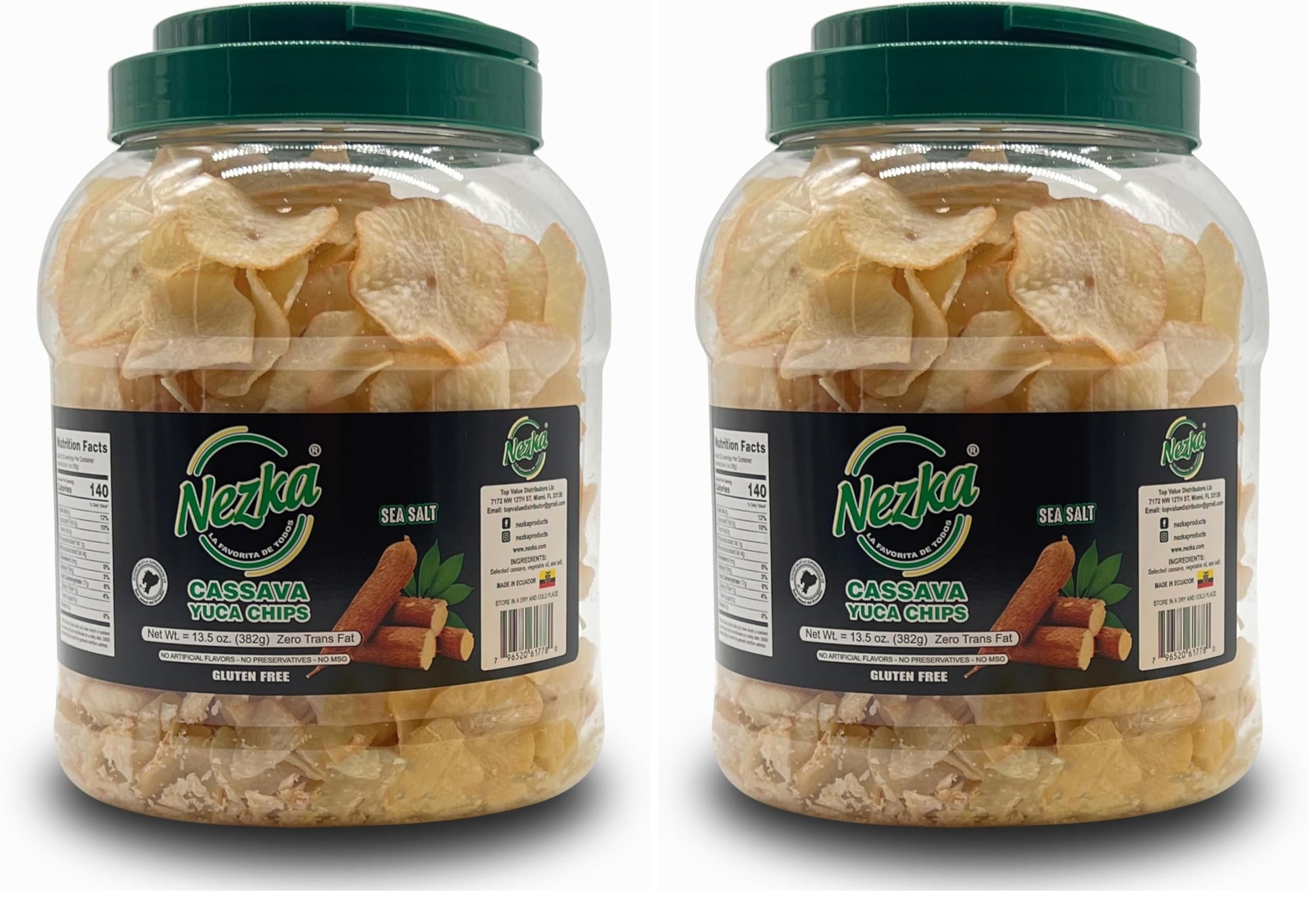 Nezka Cassava Yuca Chips - Crunchy Snacks and Side Dish - Gluten Free, Vegan, Non-GMO - 13.5 Oz (Pack of 2)