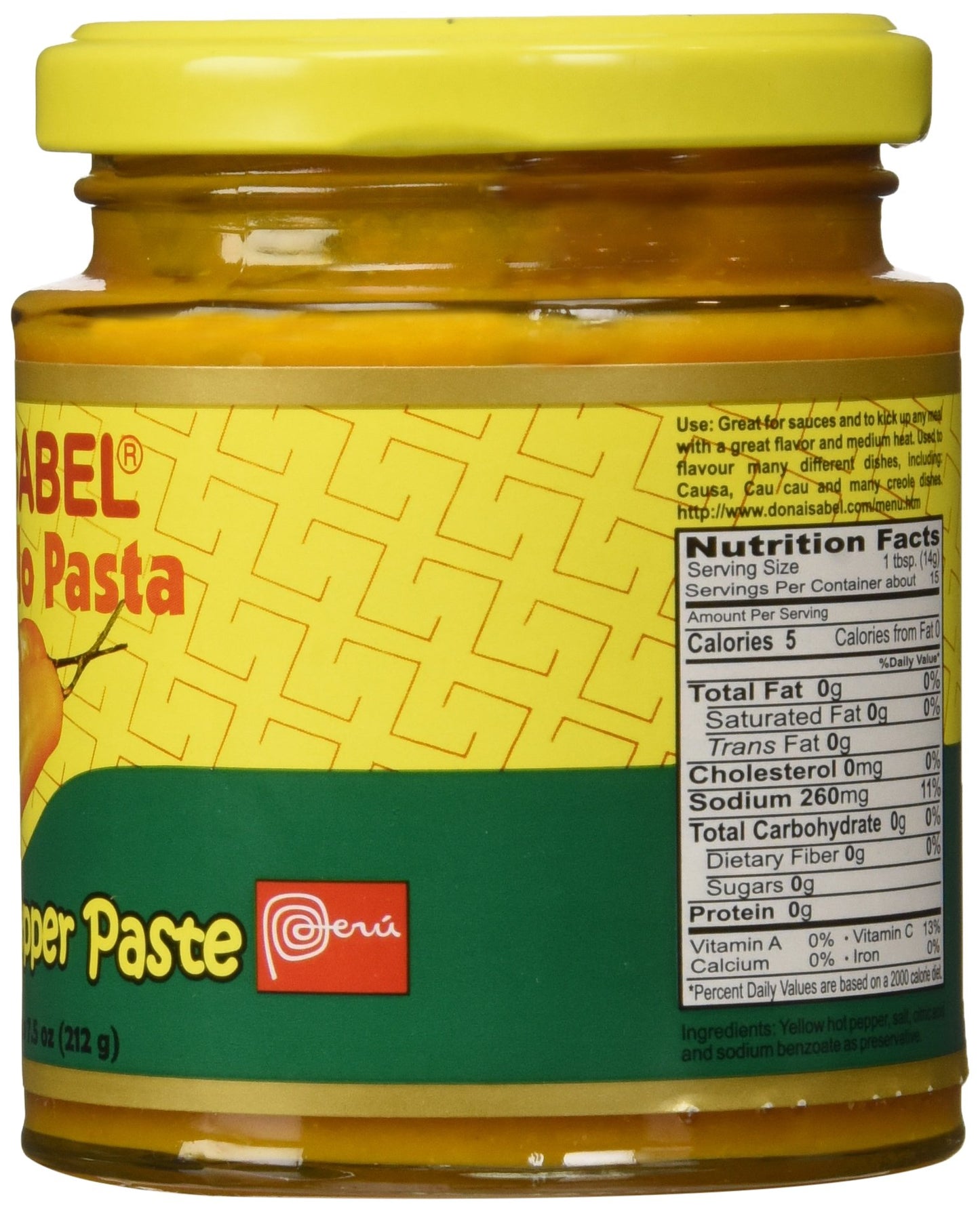 Doa Isabel Aji Amarillo Molido (Yellow Hot Pepper Paste) 7.5oz Single Bottle - Product of Peru