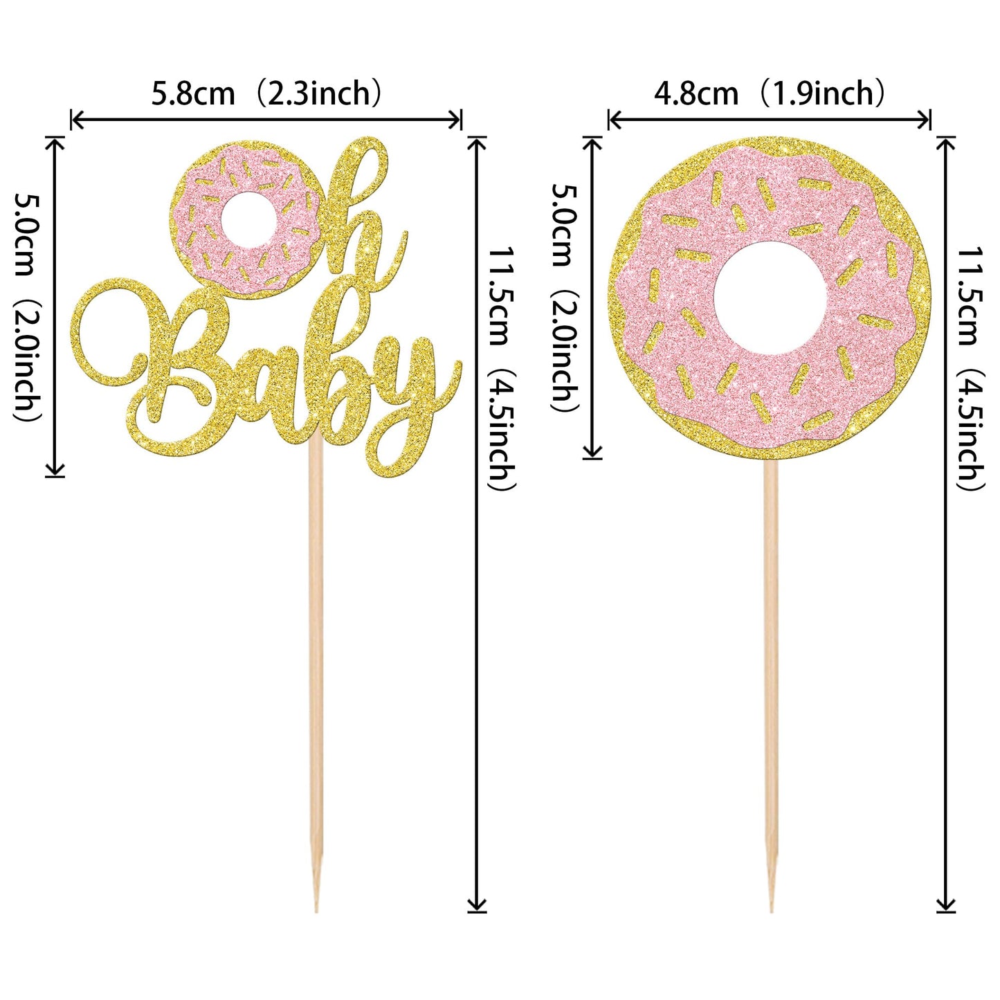 24 Pcs Donut Oh Baby Cupcake Toppers Glitter Oh Baby Donut Cupcake Picks Donut Baby Shower Party Decorations For Sweet Donut The