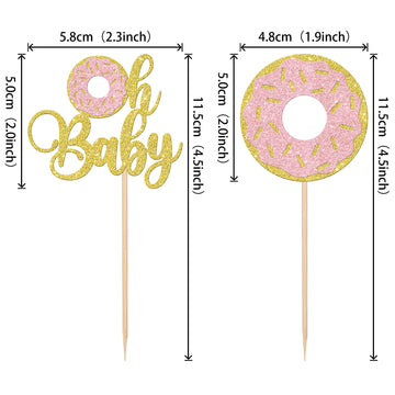 24 Pcs Donut Oh Baby Cupcake Toppers Glitter Oh Baby Donut Cupcake Picks Donut Baby Shower Party Decorations For Sweet Donut The