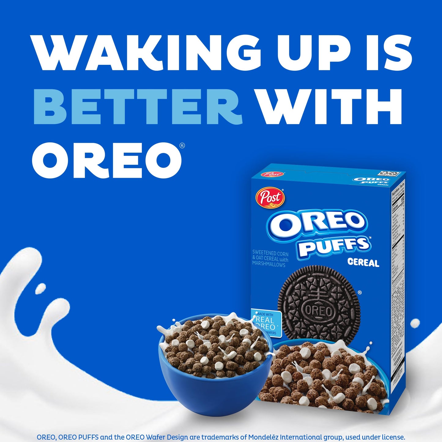 Post Oreo Puff Chocolate Breakfast Cereal, 10 Oz Box