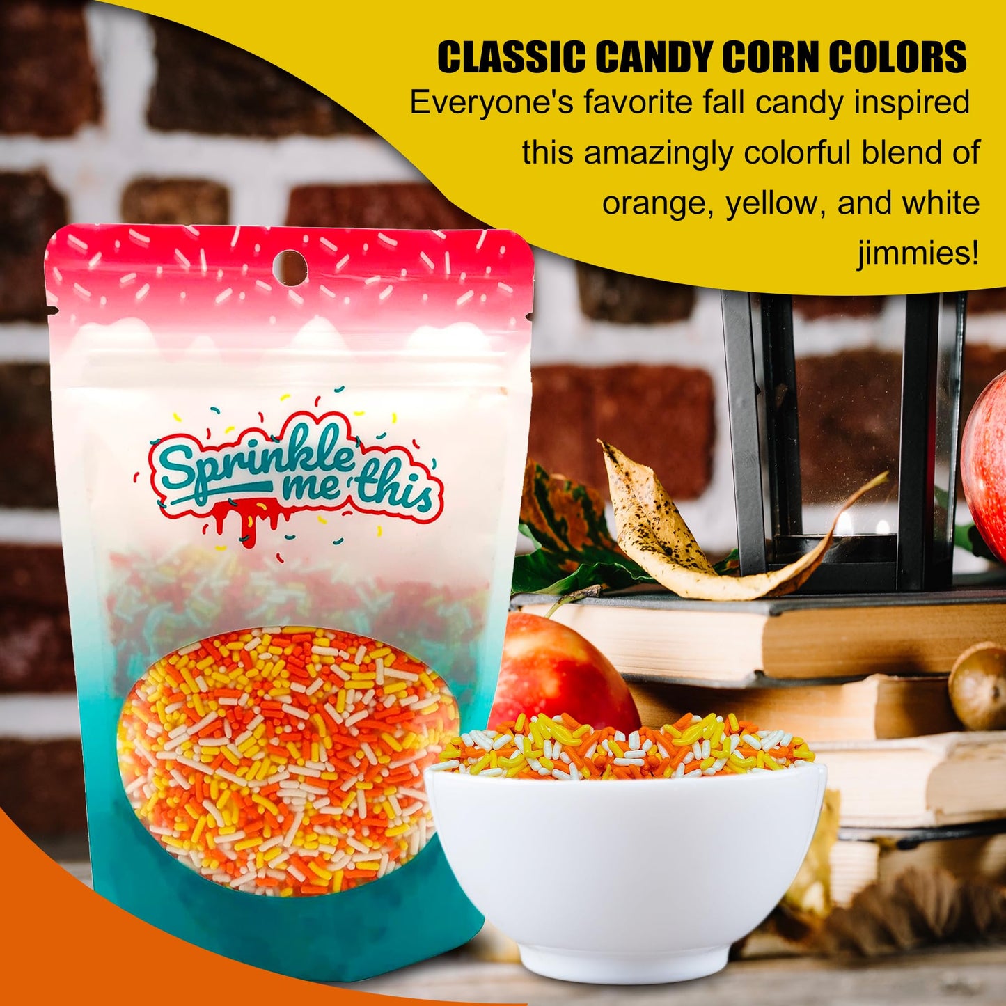 Sprinkle Me This Edible Confetti Sprinkles - Harvest Candy Corn Blend - 8 Oz - Yellow, Orange, White