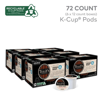 Tully s Coffee French Roast Keurig Single-Serve K-Cup Pods, Dark Roast Coffee, 72 Count
