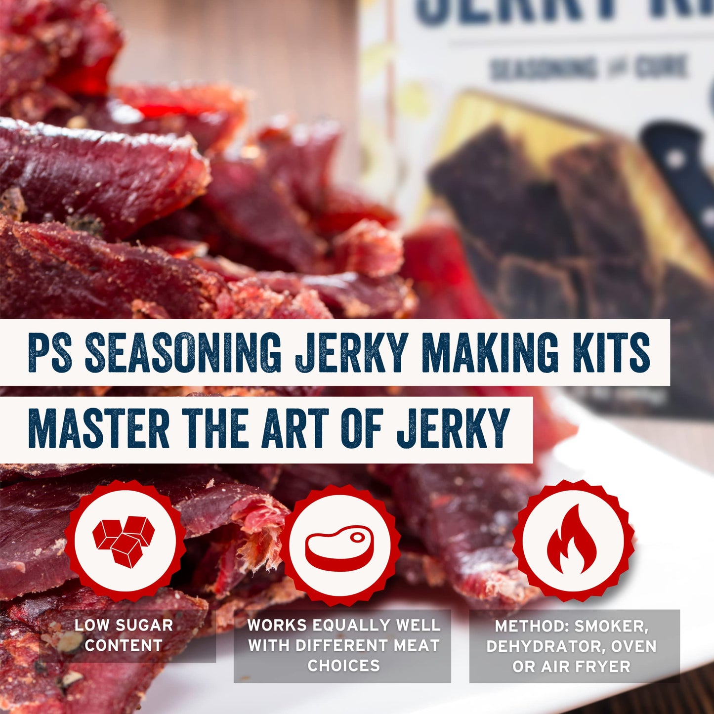 Ps Seasoning Jerky Seasoning And Cure Kit (Smoky Mesquite) - Award-Winning Diy Beef Jerky Making Kit With Seasoning Mix & Cure - Oven, Smoker, Dehydrator - Great For Beef, Turkey, Venison, Wild Game