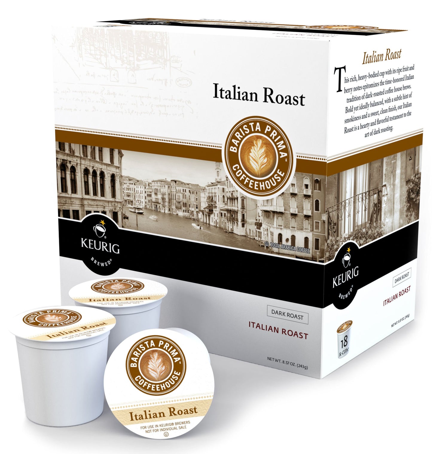 Keurig Barista Prima Italian Roast Coffee K-Cup, 18 Count, Multi/None, Model 8614