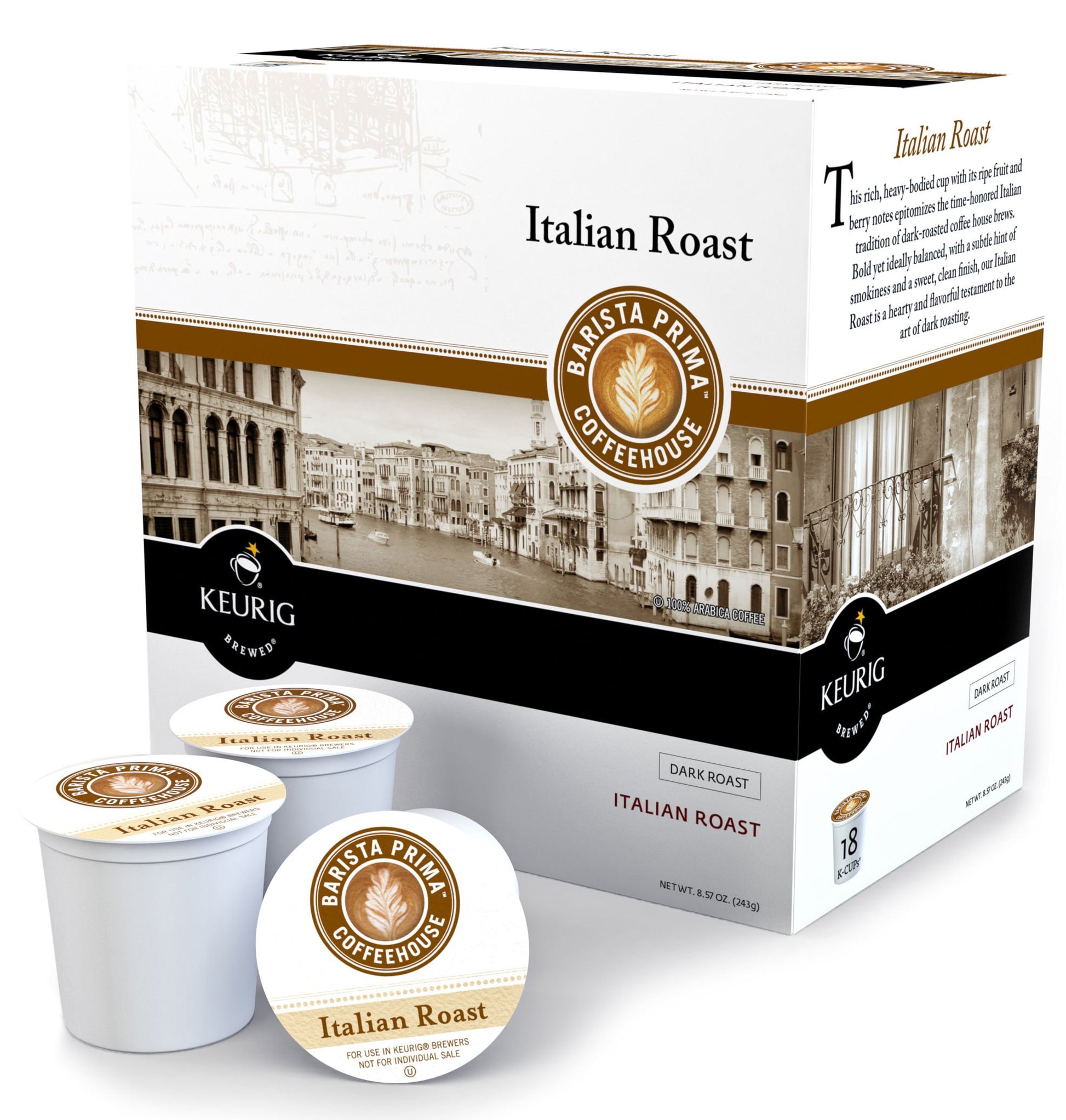 Keurig Barista Prima Italian Roast Coffee K-Cup, 18 Count, Multi/None, Model 8614