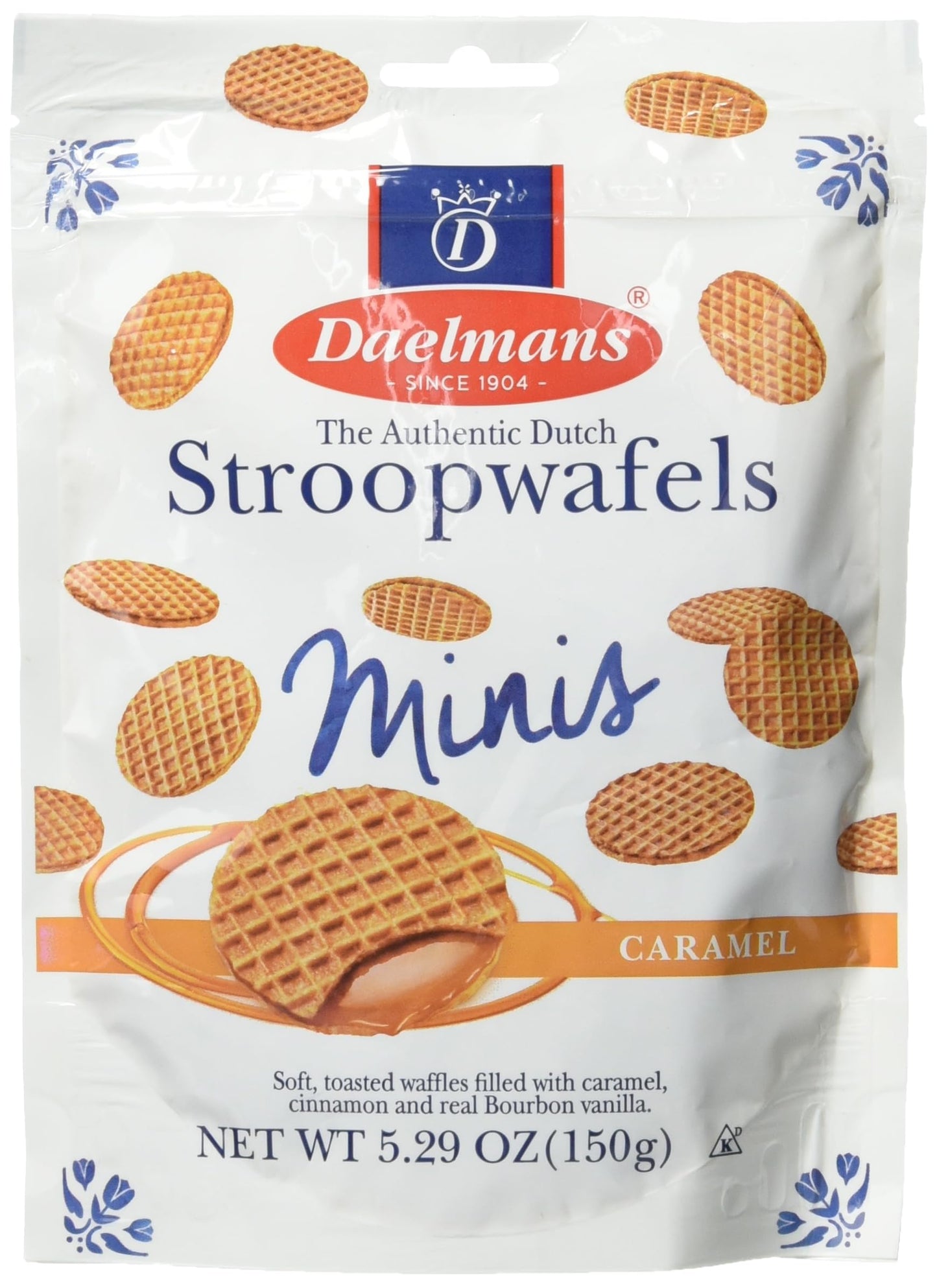 DAELMANS Stroopwafels, Dutch Waffles Soft Toasted, Caramel, Office Snack, Mini Size, Kosher Dairy, Authentic Made In Holland, 1