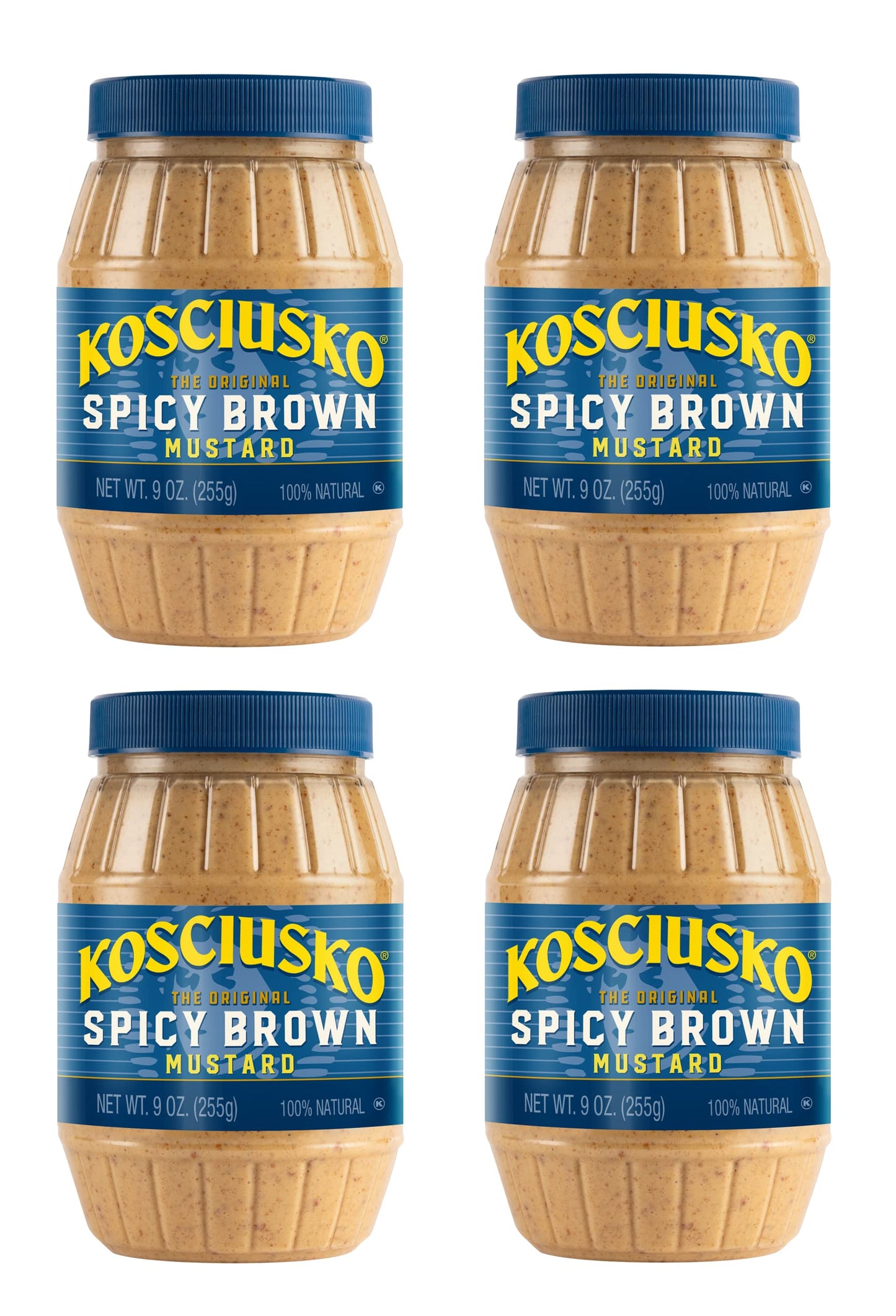 Plochmans Spicy Brown Mustard, Bold & Zesty Flavor, 9 Ounce (Pack of 4)