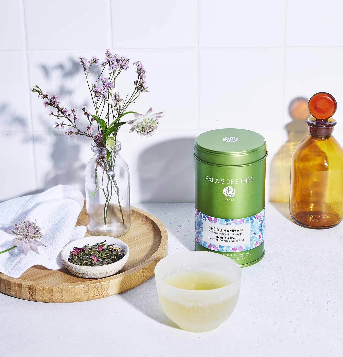 Palais des Thés Hammam Tea - Green Tea with Rose & Red Berries - 3.5oz Loose Leaf, Serves 20-25 Cups - Thé Du Hammam