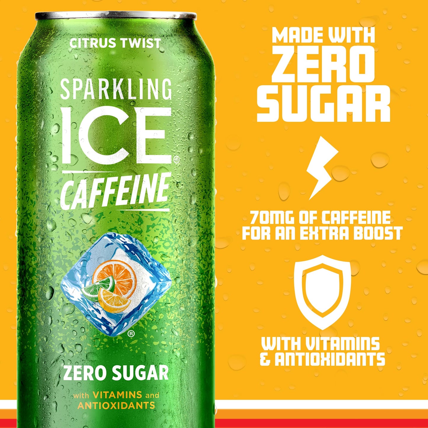 Sparkling ICE Sparkling Water with Caffeine, Zero Sugar, Citrus Twist, 16 fl oz Cans, Pack of 12