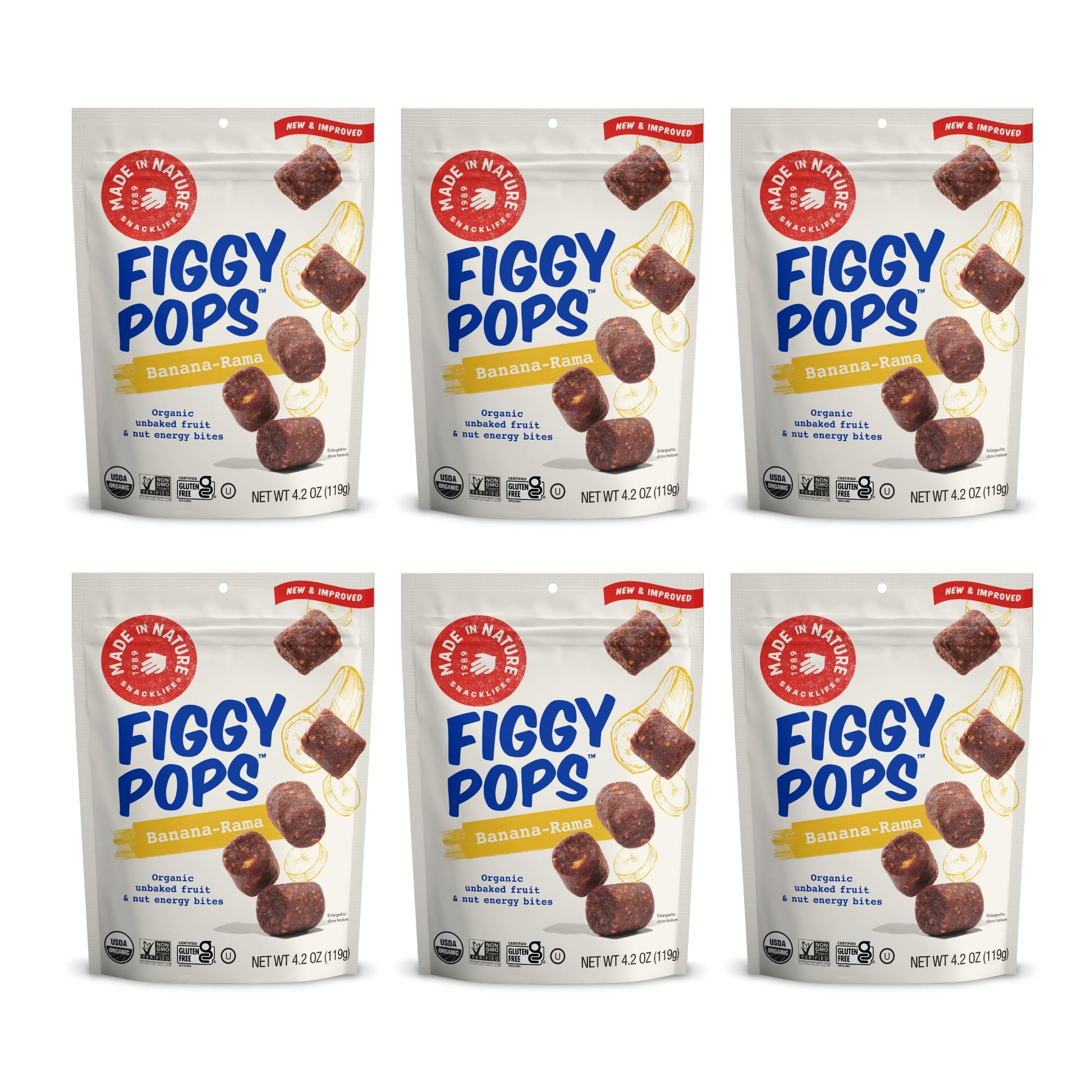 Made In Nature Organic Figgy Pops, Banana Nut Butter, Non-GMO, Gluten Free, Vegan, 4.2 Ounce (Pack of 6)