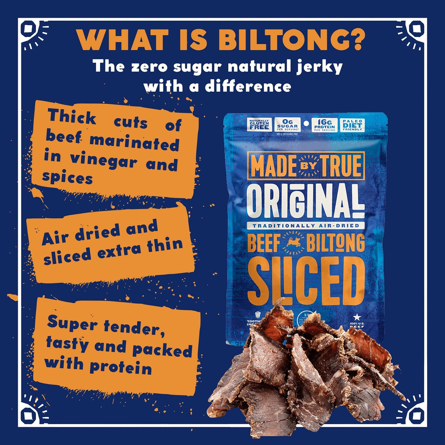 Made By True Beef Sliced Bites Ultimate Variety (2 Ounce, Pack Of 5) - All Natural, Zero-Sugar True Jerky Biltong - High Protein