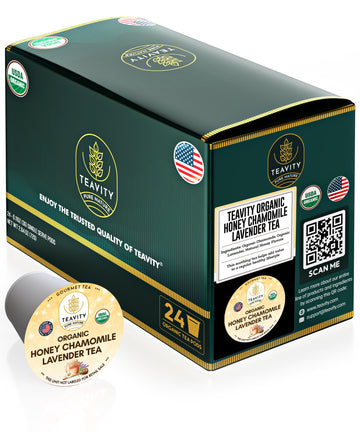 Organic Chamomile and Lavender Tea Pods for Keurig - Decaffeinated Tea for Keurig K Cups - Honey Chamomile Lavender by Teavity (