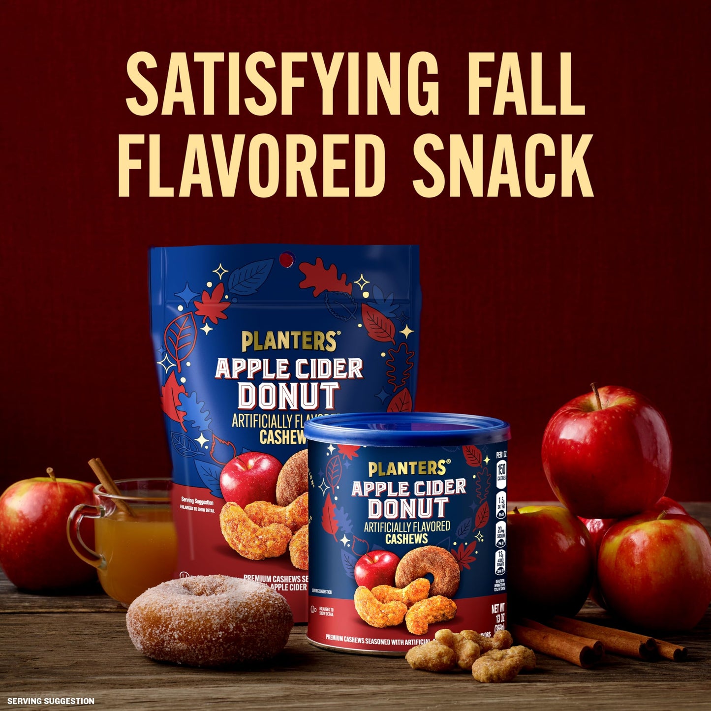 PLANTERS Apple Cider Donut Cashews - 13oz Pack of 1, Sweet & Crunchy Snack