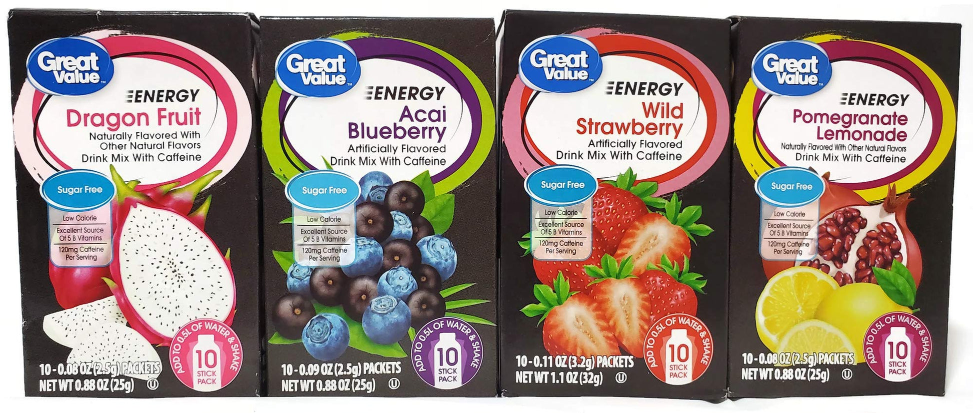 3 set Energy Drink Mix Variety Bundle, 088-113 oz box with 10 Drink Packets (Pack of 4) includes 1-Box Blueberry Acai  1-Box Wil