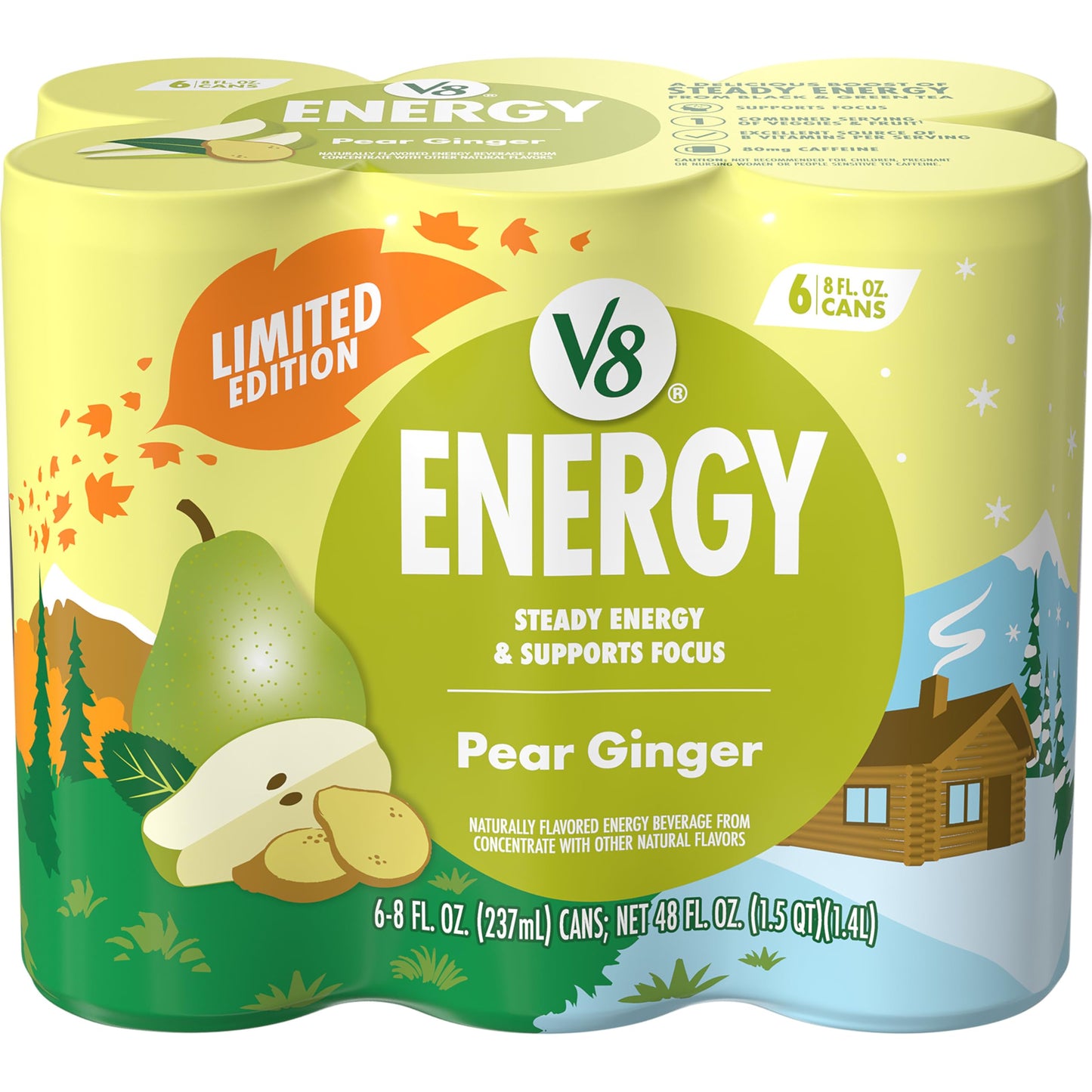 V8 Energy Pear Ginger Energy Drink  8 fl oz Can (6 Pack)