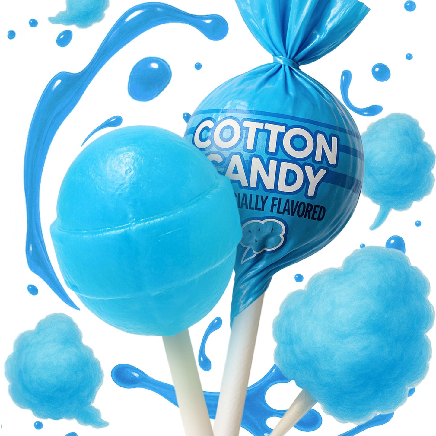 Zestix Cotton Candy Mini Lollipops - 65 Count Bulk Candy Pack, Individually Wrapped, Medium Size, Perfect for Kids and Parties