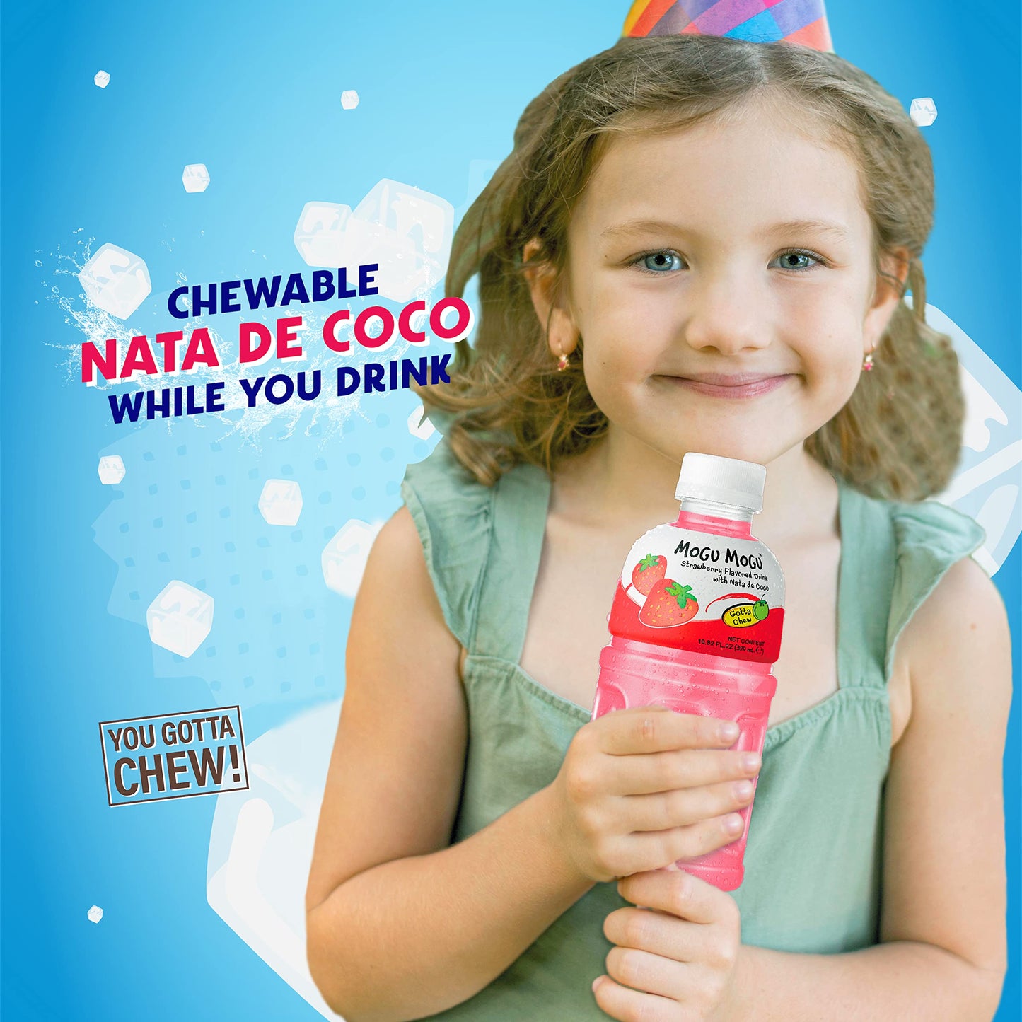 Mogu Mogu Drink Strawberry Juice (6 Bottles) Drinks For Kids Made With Fruit Juice And Nata De Coco (Coconut Jelly) Fun Chewable